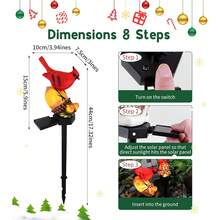 Đèn cọc hình chim đỏ quả thông chạy bằng năng lượng mặt trời, đèn trang trí ngoài trời, đèn sân vườn năng lượng mặt trời, đèn ngoài trời chống thấm nước cho sân, bãi cỏ, trang trí vườn, đèn trang trí ngoài trời, tự động bật/tắt, không cần dây dẫn, đèn chiếu sáng ngoài trời. - Chim Đỏ - Xem 11