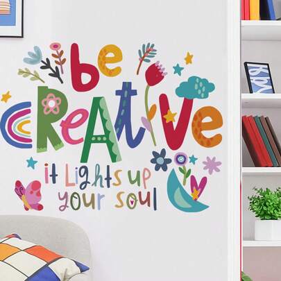 1pc/2pcs Large Size PVC Cartoon Self-Adhesive Wall Stickers, Children's Room Decor, Sunshine Party, DIY Playground, Recognize Various Color Lines, Suitable For Bedroom, Living Room, Study, Dining Room, Nursery Decoration