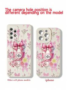 1 Piece Fashion Phone Case. Does Not Include Lanyard Or Stand. Chicaos Minimalist Pink Bow Coffee Pattern Fashion Shockproof Milk Tea Painted Perforated Phone Case Compatible With 17/17Pro/17ProfessionalMax/16/11/16Pro/16Plus/16ProfessionalMax/16E/15ProfessionalMax/13/14/12/XS/XR/7G/8P. Compatible With S25/S25Plus/S25Ultra/A16/A36/A26/A56/A50/A12/A32, Gift For Women, International Version, Not The National Version, Birthday Gift - 多色 3 - 查看 4