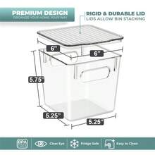 Sorbus Small Plastic Storage Bins - for Kitchen Organization Pantry Organizers and Storage Fridge Organizer Cabinet Organizer Refrigerator Organizer Bins - Clear Storage Bins 4 pack - B - Ver 3