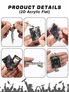 1pc Black & Gold 2026 Graduation Class Photo Frame Keychain, Graduation Season Pendant, Graduation Celebration Decoration, Graduation Gift, Backpack Charm, Party Favor Bag Filler - Graduation - Black Gold - View 11