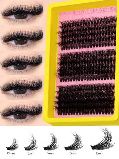 280/300pcs C-Curl Thick & Dense Faux Mink Eyelash Clusters, Eyelash Extension, Makeup Eyelash Clusters, Individual False Eyelashes