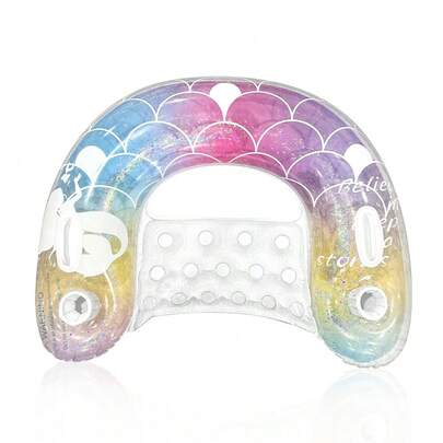 1pc U-Shaped Sequin Mermaid Pool Float, Swimming Pool Party Seat Float, Suitable For Adults Summer Sunbathing, Beach, Swimming Pool Party