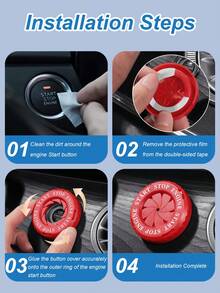 3cm Flat Surface Engine Start Button Decorative Cover - Rotatable ABS Decorative Ring With Adhesive Backing, Fits Keyless Ignition Switch, No Drilling Required, Multiple Designs, Engine Start Button Decorative Cover - Car Interior Accessories - One-click Start Sticker - View 9
