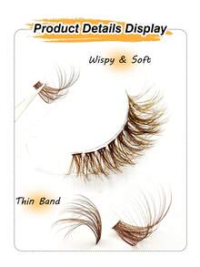Asiteo 200 PCS D Curl Fluffy Brown Lash Clusters 50D Lashes Natural Look&Soft&Light DIY False Eyelash Extensions Suitable For Holiday Party Travel Vocation Makeup,Cluster Lashes,Individual Lash,Eyelash Extensions,Brown Lashes - D - View 4