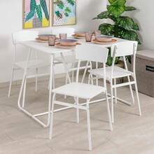 Set di 4 sedie da pranzo Baroni casa, design moderno, leggere, per uso interno ed esterno, sala da pranzo, ristorante, realizzate in MDF e acciaio, facile montaggio, effetto quercia nera, 35x46x81 cm - Bianco - Visualizzare 2