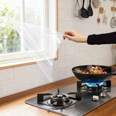 1 miếng màng bảo vệ tường bếp trong suốt, giấy dán tường tự dính chống dầu mỡ, nhãn dán tường có thể tháo rời cho tủ bếp và trang trí nhà cửa, phụ kiện nhà bếp tiết kiệm và thiết thực, trang trí nhà cửa, nhãn dán cải tạo, tấm ốp tường có thể bóc, giấy dán tường, trang trí mùa xuân để làm mới ngôi nhà của bạn, nhãn dán trang trí Rama