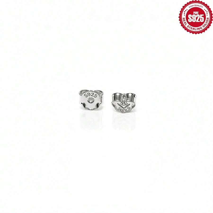 20pcs/Pack 925 Sterling Silver Plum Blossom Ear Plugs, Mini Ear Studs, Lightweight And Compact, Earring Accessories For DIY Jewelry - Silver - View 1