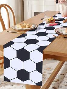 1pc Football Theme Table Runner/Tablecloth, Birthday Party Decoration, Baby Shower Party Decoration, Gender Reveal Party Decoration, Home/Kitchen Table Decor, Football Theme Party Decoration - Football - View 3