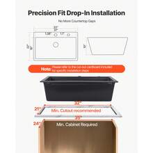 84 Cm Kitchen Sink Workstation, Top Mount Granite Sinks, Drop-In Single Bowl Farmhouse Basin With Multiple Accessories, Household Dishwasher Sink For RV, Prep Kitchen, And Bar (Black) - 84 Cm, Top Mount 10' Basin - View 6