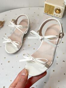 Giày sandal đính nơ pha lê lấp lánh cho bé gái, đế dày trong suốt. - trắng - Xem 7