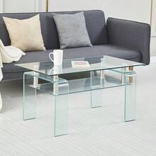 Clear Tempered Glass Coffee Table Living Room Tea Table With Glass Leg - White - View 1