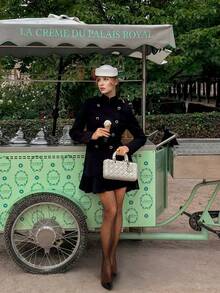 1双黑色波点渔网袜，性感镂空网眼连裤袜，百搭黑色 - 彩色 - 查看 7