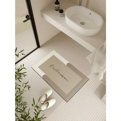 One Rectangular Water-Absorbing Floor Mat, Washable Grey Carpet, Made Of Diatomite, Suitable For Bathrooms, Kitchens, Entrance Areas, Home Decoration, Bathroom Decoration, Outdoor Carpets, Entrance Mats, Autumn Decorations, Bathroom Accessories, Back-To-School Season, Entrance Decorations