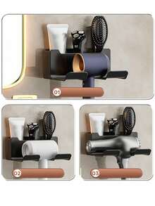 牙刷吹风机收纳架，免钻孔壁挂式吹风机支架，慵懒浴室杯架 - 吹風機架 - 查看 12