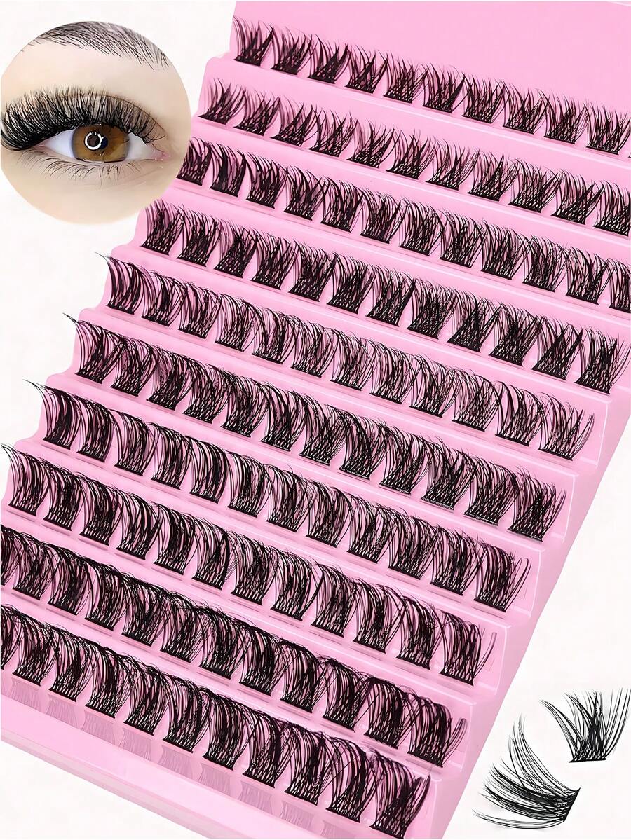 120片D型卷翘纤长睫毛簇，长度8-16毫米混合装，可重复使用，蓬松柔软，轻盈舒适，适合居家DIY嫁接睫毛。 - C - 查看 1