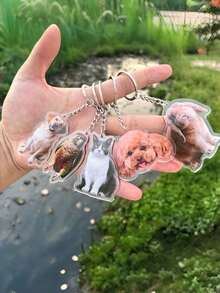 1pc Custom Pet Keychain – Personalized Pet Photo Design, Cute And Durable, Perfect For Daily Use On Keys, Bags Or Backpacks, Unique Gift For Dog And Cat Lovers - Multicolor - View 5