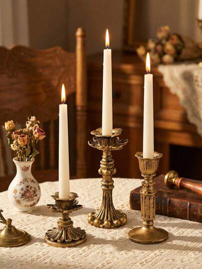 1pc Vintage Candle Holder, High-End Home Decor Candle Holder, Candle & Candle Holder/Scented Candle, Candle Holder Set, Suitable For Candlelight Dinner Decor, Dining Table Decor, Desk Decor, Candlelight Dinner Decor, Room Atmosphere Decor, Yard Candle Holder Decor
