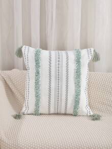 1pc Cotton Velvet Embroidered Sofa/Bedroom Decorative Throw Pillow Cover, Grey Base With Orange - Orange - View 12