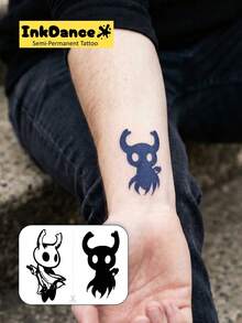 1 Set "Hollow Knight" New Style Temporary Tattoo Stickers, Semi-Permanent Fake Tattoos, Waterproof Long-Lasting, Realistic Design, Plant-Based Formula, Ink Dance Gift Holiday Body Art X231 - Black - View 2