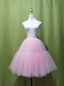 新款四层女士中长薄纱蓬蓬裙衬裙婚纱新娘礼服舞会晚礼服内衬裙 - 彩色 - 查看 12