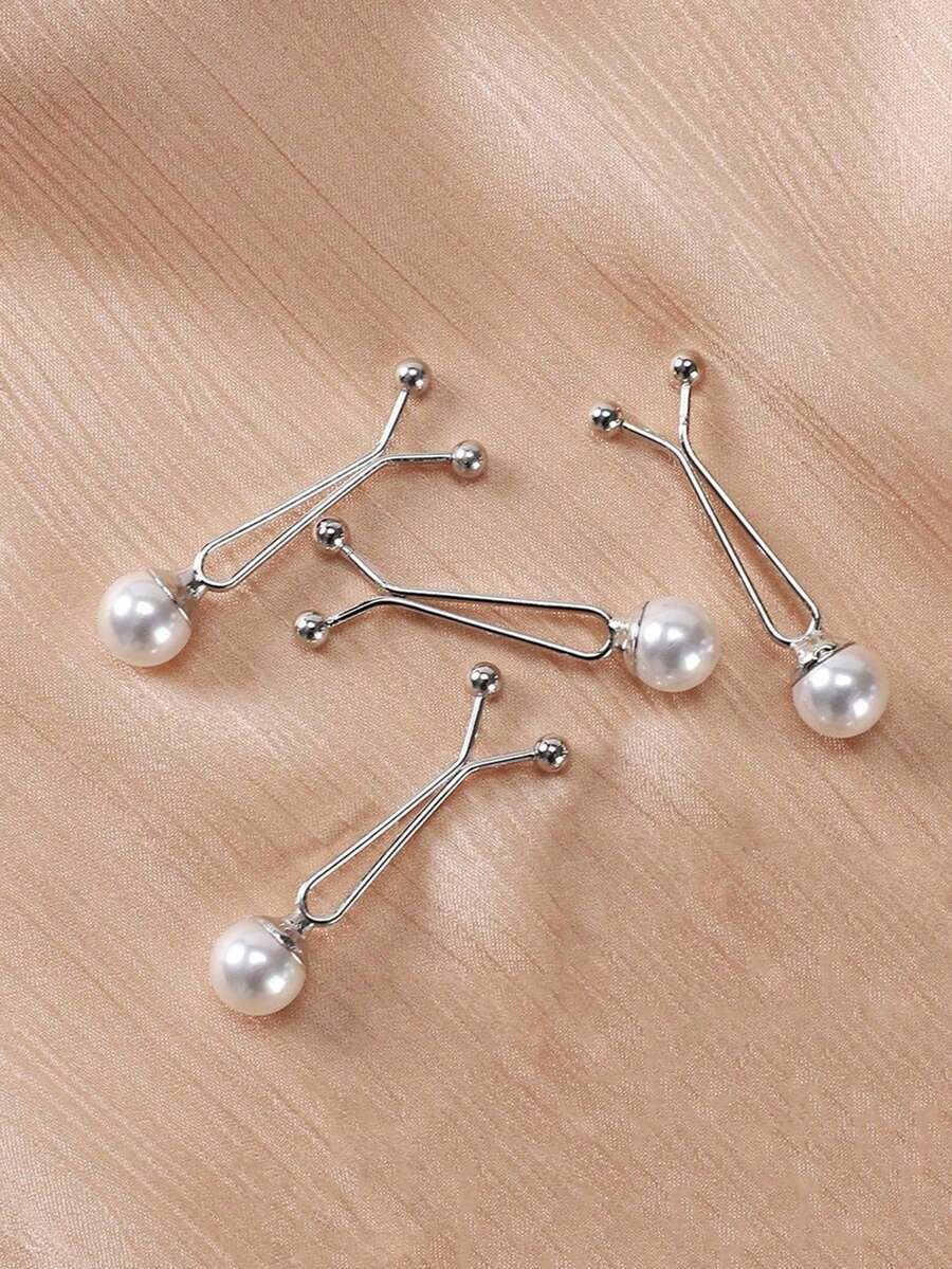 1个/2个/4个/6个/包 结实时尚配饰珍珠夹式头巾别针 - 彩色 - 查看 1