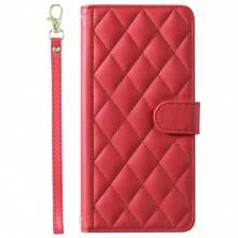 Ốp ví gập phù hợp cho iPhone 17E 17 Air 16 16E 15 14 13 12 11 Pro X XS Max XR 8 7 Plus SE 5G 2020 2022 với dây đeo cổ tay, khe đựng thẻ, chân đế, chất liệu giả da PU. - Đỏ - Xem 16