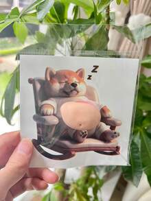 可爱3D狗狗贴纸，超级解压橡皮泥贴纸，柔软捏捏泡泡动物贴纸，猫狗减压挤压DIY装饰贴纸，适用于门、车、窗、冰箱贴纸、墙贴 - 均碼 - 查看 4