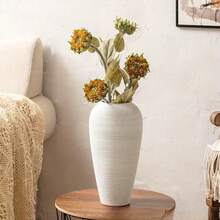 1 pieza Jarrón de hidroponía de estilo nórdico minimalista de cerámica grande, adecuado para la decoración del hogar, jarrón decorativo de flores de estilo minimalista moderno, adecuado para flores frescas, jarrón de estilo bohemio, adecuado para la sala de estar, comedor, estantería, centro de mesa, decoración del hogar, centro de mesa, decoración de escritorio, jarrón de flores grande a rayas blancas - Blanco - Ver 5