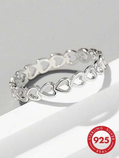 Anillo de bodas de plata con diseño de corazón para mujer, joyería fina para boda nupcial
