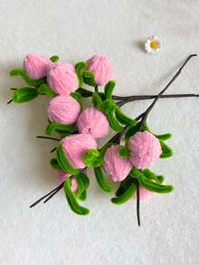 1 pieza Elegante rama de flor de durazno artificial, tallo floral fresco, sin mantenimiento, adecuado para decoración de mesa de boda, decoración de florero para el hogar - Rosa - Ver 6