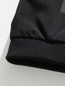 Men's Solid Black Minimalist Stand Collar Jacket, Functional For Commuting, Suitable For Travel And Daily Wear Sports - Black - View 9