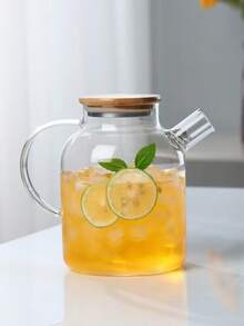 1 bộ ấm trà và bình nước thủy tinh 1000/1800ml, dùng trên bếp, ấm và cốc trà bằng thủy tinh borosilicate chịu nhiệt, có nắp tre và bộ lọc trà có thể tháo rời, thích hợp để pha trà lá rời và trà hoa. - Nhiều màu - Xem 5