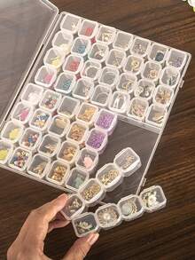 28/56 Grid Clear Plastic Storage Box Transparent Organizer With Adjustable Compartments Portable Bead Container For DIY Craft Jewelry Making Sewing Supplies Nail Art Accessories Multipurpose Lightweight Durable Waterproof Storage Case - Multicolor - View 7