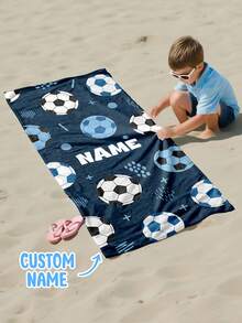 1pc Personalized Kids Beach Towel,Summer Birthday Gift For Kids,Summer Vibes,Girls Beach Trip,Custom Beach Towel,Swimming Pool,Beach Decor - Multicolor - View 2