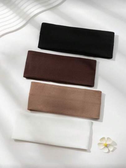 Bộ 1/3/4 chiếc băng đô thể thao đơn giản màu trơn, phụ kiện tóc cho nữ, khăn trùm đầu mềm mại thanh lịch cho mùa thu/đông, kỳ nghỉ và trang phục thường ngày.