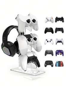Soporte Universal 3 en 1 para Mando de Juego y Auriculares, Organizador de Escritorio, Estante de Almacenamiento para Auriculares, Accesorio de Juego para Espacio de Trabajo, Entretenimiento, Hogar, Habitación, Dormitorio Universitario, Decoración de Dormitorio, Artículos Esenciales para Regreso a Clases - Multicolor A - Ver 4