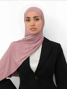 1pc Women's Minimalist Classic Solid Color Elegant Casual Fringe Jersey Hijabs Scarf, Suitable For Daily Life, Outings And Gatherings,Beach,Holiday,Accessories,Travel Essential - Pink - View 5