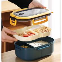 1pc Microwave Bento Box, High-Quality Portable Lunch Box With Utensils Spoon, Food Storage Container - Multicolor - View 5
