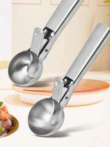 Stainless Steel Dual-Purpose Ice Cream Scoop Ice Cream Scooper Multifunctional Fruit Scoop Kitchen Supplies - Silver - View 12