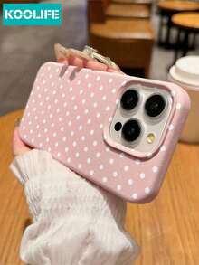 1pc White Polka Dot Pattern, Pink TPU, Large Cutout, Shock-Resistant Ultra-Thin Minimalist Phone Case, Compatible With Apple 11/11pro/11promax/12/12pro/12promax/13/13pro/13promax/14/14plus/14pro/14promax/15/15plus/15pro/15promax/16/16plus/16pro/16promax/16e/17/17 Pro/17 Pro Max/17 Air - Pink - View 2