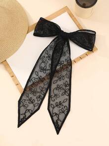 1 pièce Accessoire pour cheveux pour femmes, bandeau élégant rétro français avec motifs de feuille, étoile, fleur et nœud brodés. Convient pour mariage, demoiselle d'honneur, décoration de foulard pour cheveux, fête, été, plage, festival, anniversaire - Noir - Voir 15