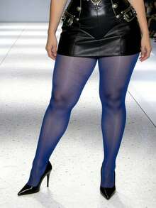 1双Y2K加大码透明蓝色亮面紧身裤，性感可爱风格，适合女性日常通勤、派对、春秋季穿着。 - 彩色 - 查看 10