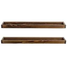 MyGift - Estante colgante de madera maciza quemada rústica de 30 pulgadas organizador de almacenamiento montado en la pared soporte de calzado para clóset vestíbulo entrada capacidad para 6 - Madera quemada - Ver 8