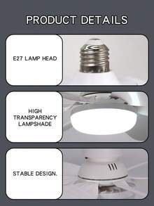 Versatile 40W LED Ceiling Fan With Remote - E27 Base, Includes Light Bulb - Perfect For Bedroom, Living Room, Kitchen & Balcony - White - View 9