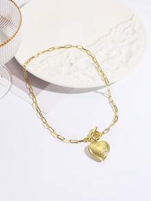 Dây chuyền nữ hình hộp trái tim đơn giản và có thể mở được. - Vàng - Xem 6