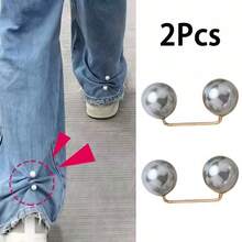 2pcs Pearl Denim Ankle Clips, Chest Concealer Pins, Non-Slip Shoe Clips, Pants Length Adjusters - Multicolor - View 16