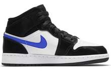 Jordan 1 Mid Black Racer Blue White GS Black And White Blue - Black, White and Blue - View 4