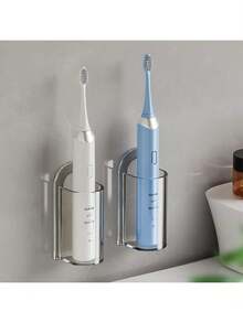 1 pieza Soporte de pared para cepillo de dientes, estante autoadhesivo para cepillo de dientes eléctrico, organizador de baño antideslizante y ajustable, ahorro de espacio adecuado para decoración de baño de plástico moderno en el hogar - Multicolor - Ver 2
