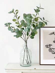 1pc/3pcs Artificial Eucalyptus Branches & Leaves, Silk Plastic Green Plants, Suitable For Home Party Wedding Decor, Gift, Birthday, Graduation, Home Decoration, Back To School, Room Decor, Study Supplies - Green - View 1